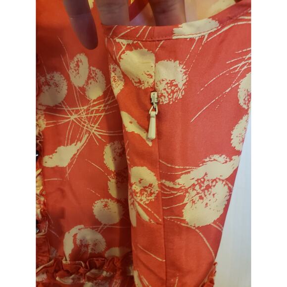 Boden Limited Edition Pink Silk Floral Rhinestone Ruffle Sheath Dress Womens 12 - Picture 13 of 15